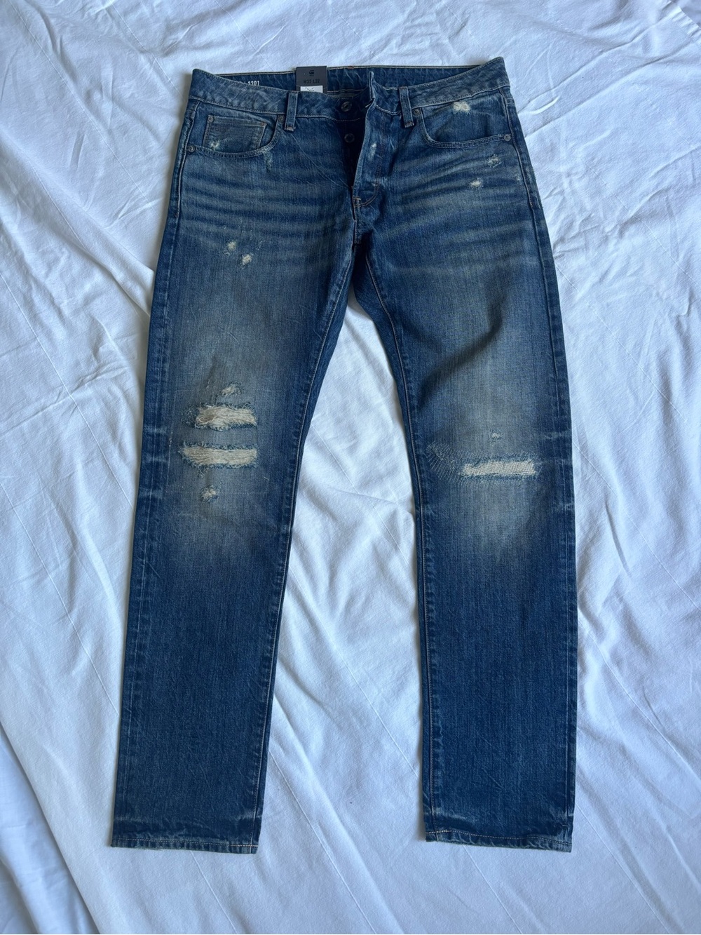 G-Star Slim Distressed Men's Jeans in Dark Blue